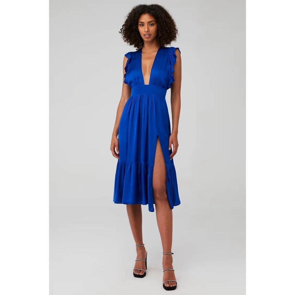 STILLWATER The Jessie Midi Dress Cobalt Size L $220 MSRP